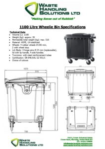 1100 Litre Wheelie Bins Dimensions
